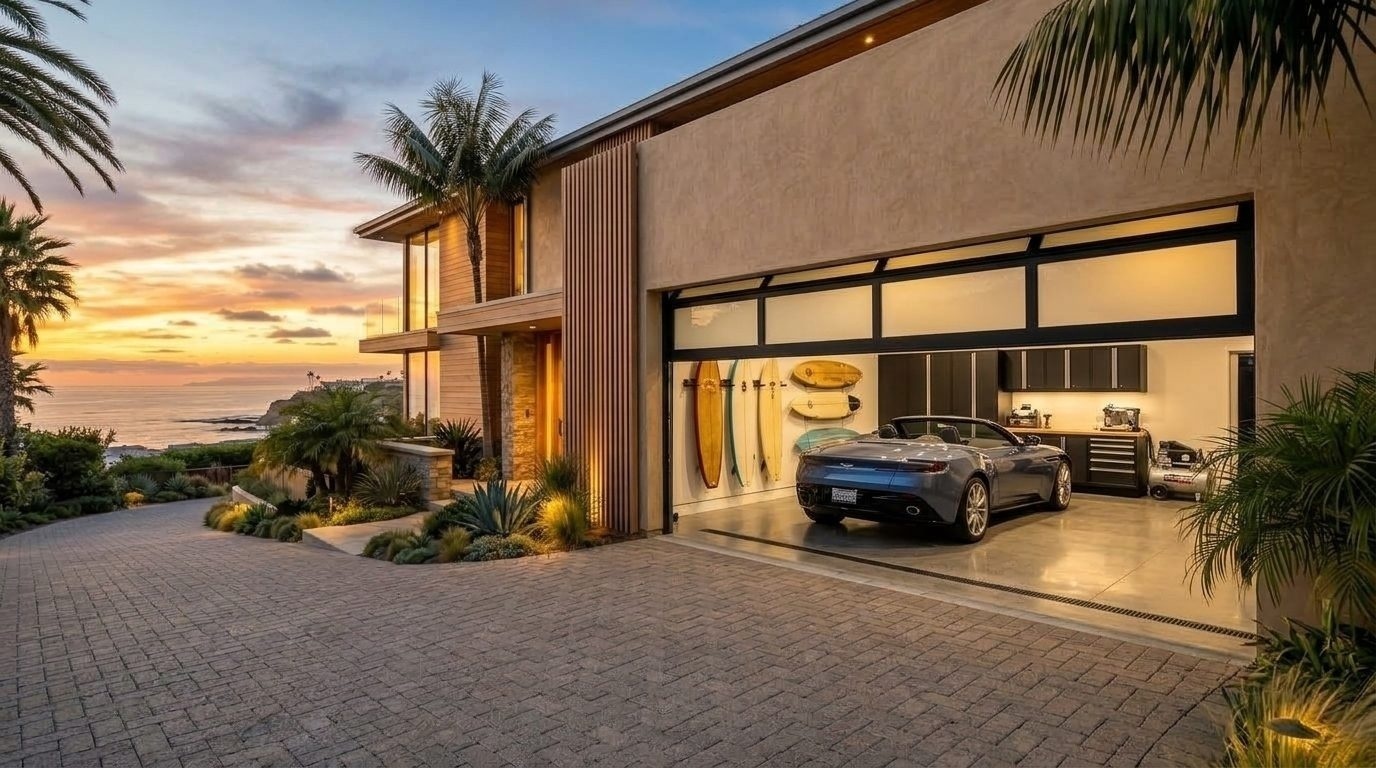 Perks Garage Door Service Overhead Garage Door Gliding Open in Palos Verdes Peninsula, CA